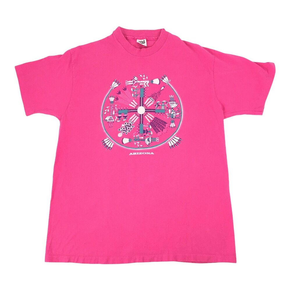 Vintage Single Stitch Arizona Travel Graphic T-Shirt Size XL Dark Pink Tee XL